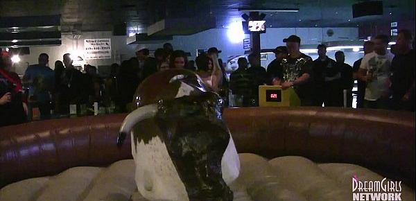  Hot Girls In Lingerie Bull Riding At Local Bar